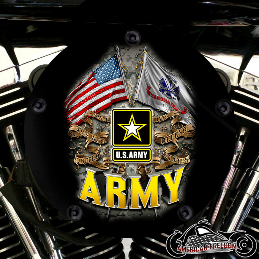 Harley Davidson High Flow Air Cleaner Cover - Army Flags